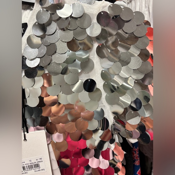 NWT BARDOT JUNIOR Sumaya Mini Sequin Dress (Girl 10) Silver - Picture 15 of 16